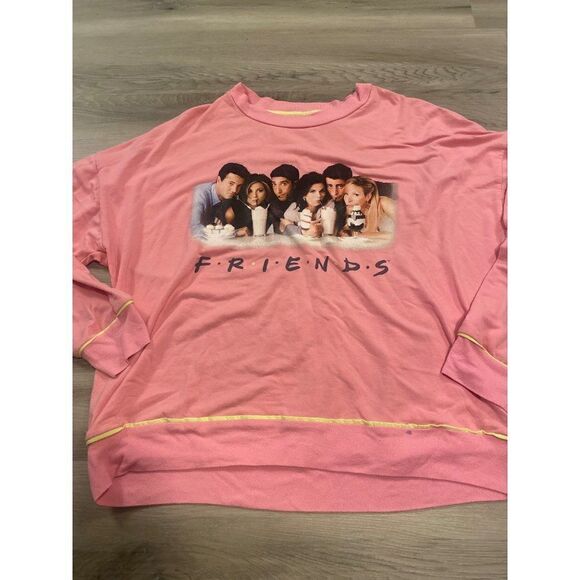 FRIENDS, women's pink graphic pullover soft cozy sweater size large - Picture 1 of 9